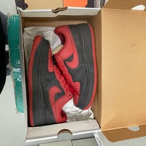 Red and black air force ones